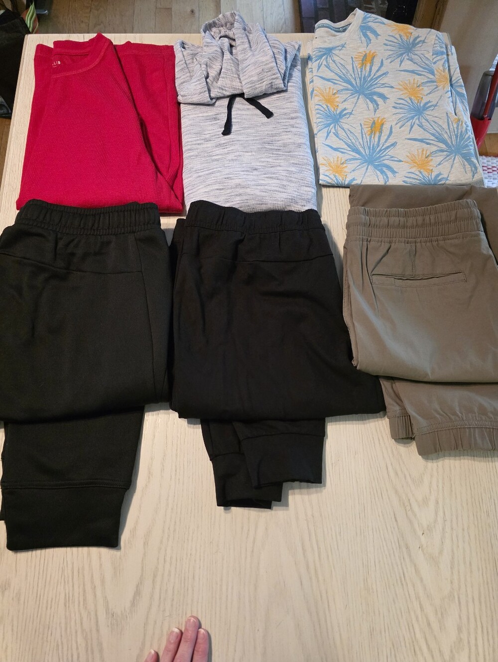 Mens Shirts and Pants Lot Of 6 Items. 3 Shirts + 3 Pants. All Size Large.